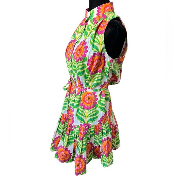Alden Adair Floral Dress Size Small Belted Vacation Resort Wear Drop Waist Mini - Picture 3 of 7